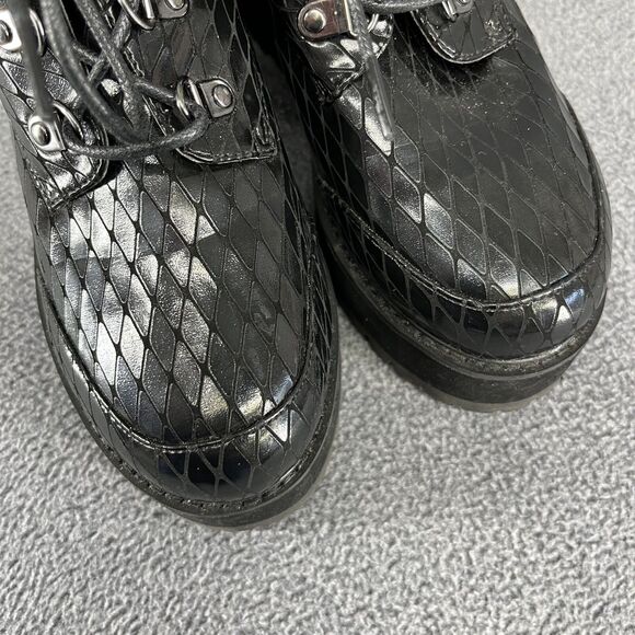 Asos Design Ankle Boots Womens 6 Black Lace Up Chunk Bootie Platform gohtic - Picture 9 of 15